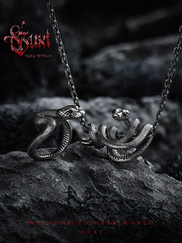 GUXI【Snake God's Bite】Retro and high-end 925 silver pendant