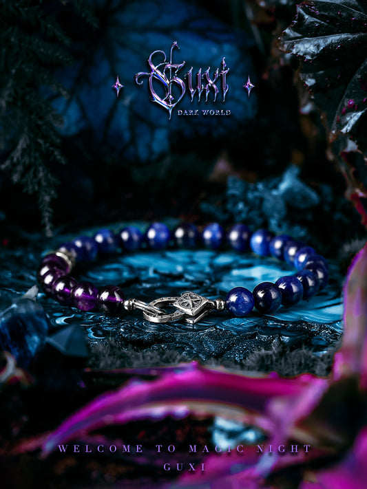 GUXI【Ethereal】Retro Amethyst Bracelet High-end Niche Kyanite Bracelet Beads as a Gift for Your Boyfriend