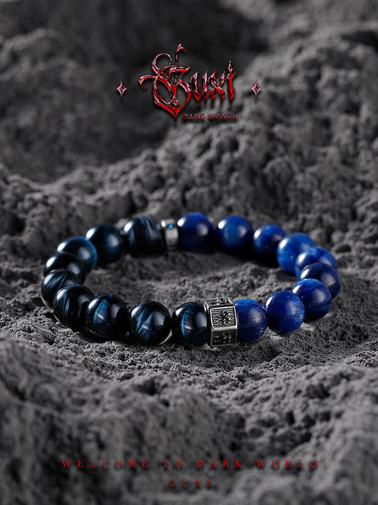 GUXI [Sky Vault] Retro Kyanite Bracelet High-end Blue Tiger Eye Stone Bracelet