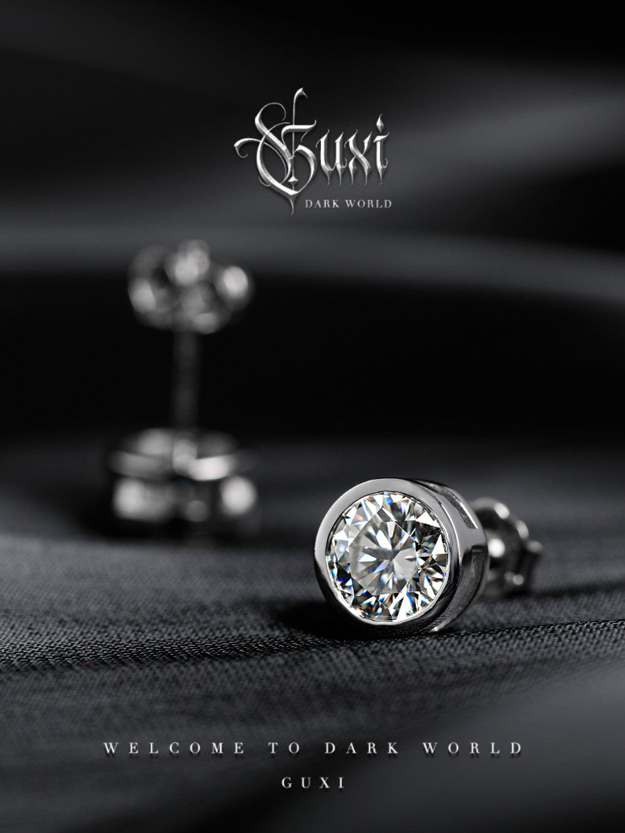 GUXI [Fantasy] D color moissanite stud earring single 925 silver ear jewelry