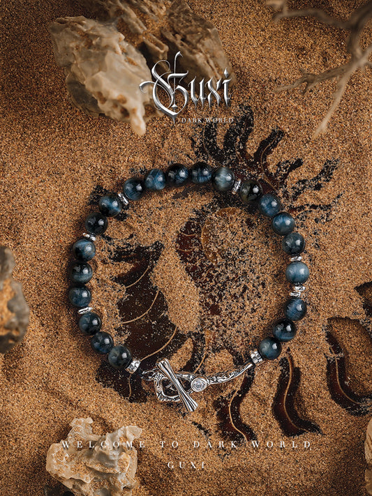 GUXI [Illusion] Niche design blue tiger eye stone bracelet, high-end bracelet, gift jewelry