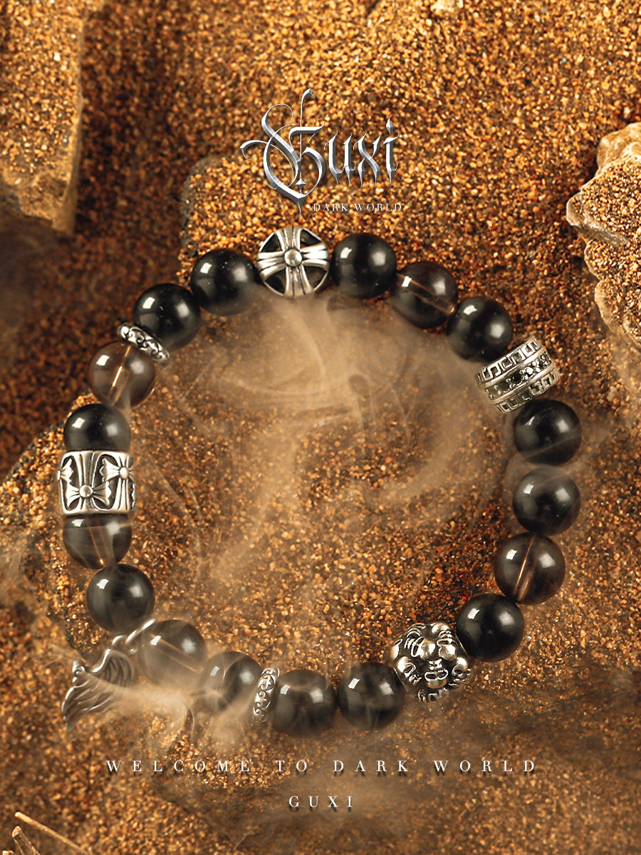 GUXI [Fallen Angel] original niche obsidian bracelet, high-end crystal beads bracelet, simple jewelry