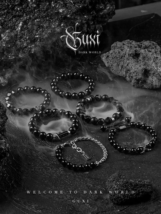 GUXI [Deep Space] niche design black agate bead bracelet, versatile high-end hand jewelry