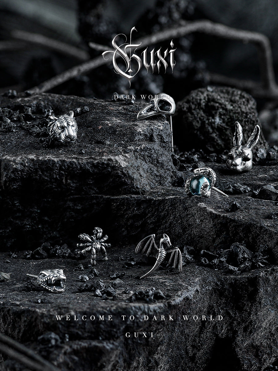 GUXI [Breath of the Forest] Dark Wind 925 Silver Stud Earrings