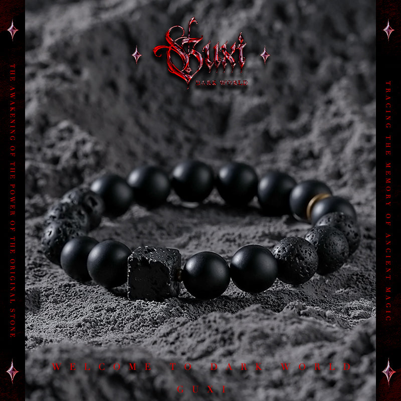 GUXI【Moondust】niche design black agate bracelet volcanic stone beads bracelet jewelry birthday gift