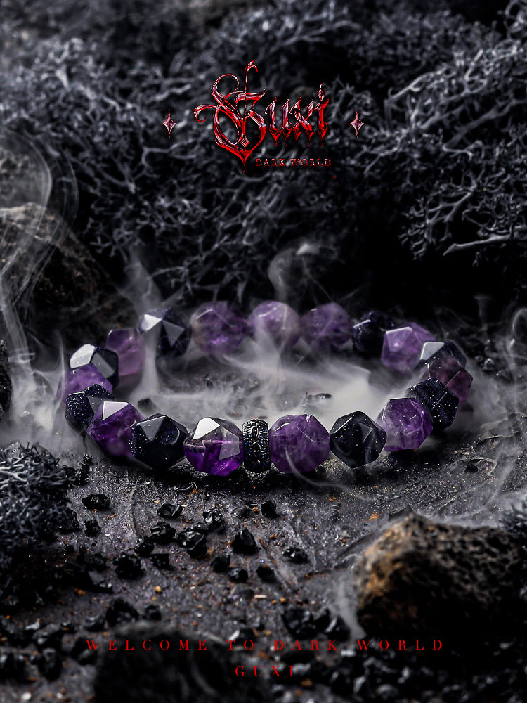 GUXI [Secret] Natural Amethyst Bracelet Retro Bead Bracelet