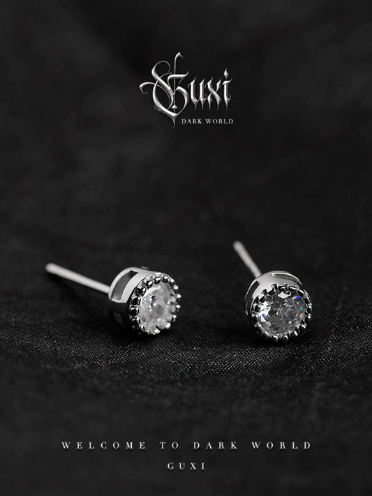 GUXI [dyed] colorful zircon 925 silver stud earrings single high-end