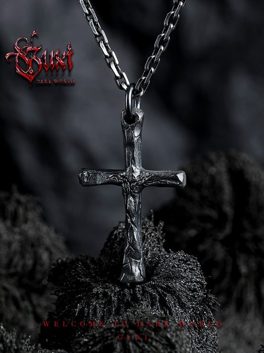 GUXI [Underworld] Dark 925 silver necklace, high-end cross pendant, personalized silver jewelry