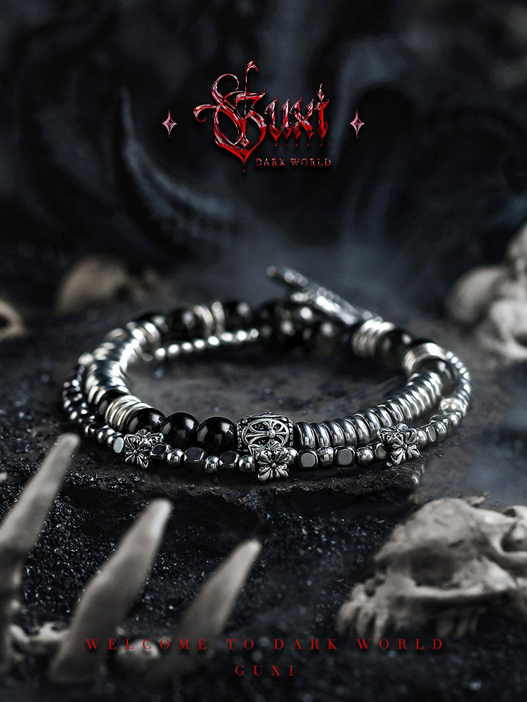 GUXI【Underworld】Obsidian Bracelet High-end Retro Multi-circle Bead Bracelet