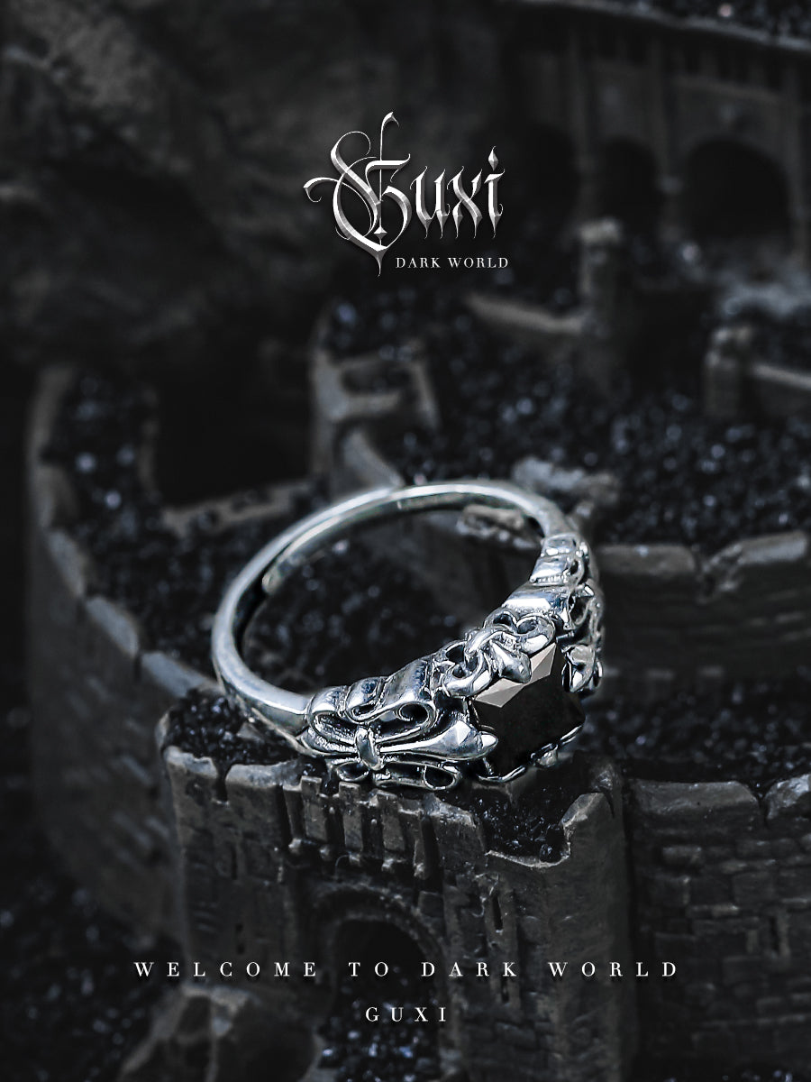 GUXI [Guying] Dark style 925 silver ring, high-end niche ring, retro birthday gift silver jewelry