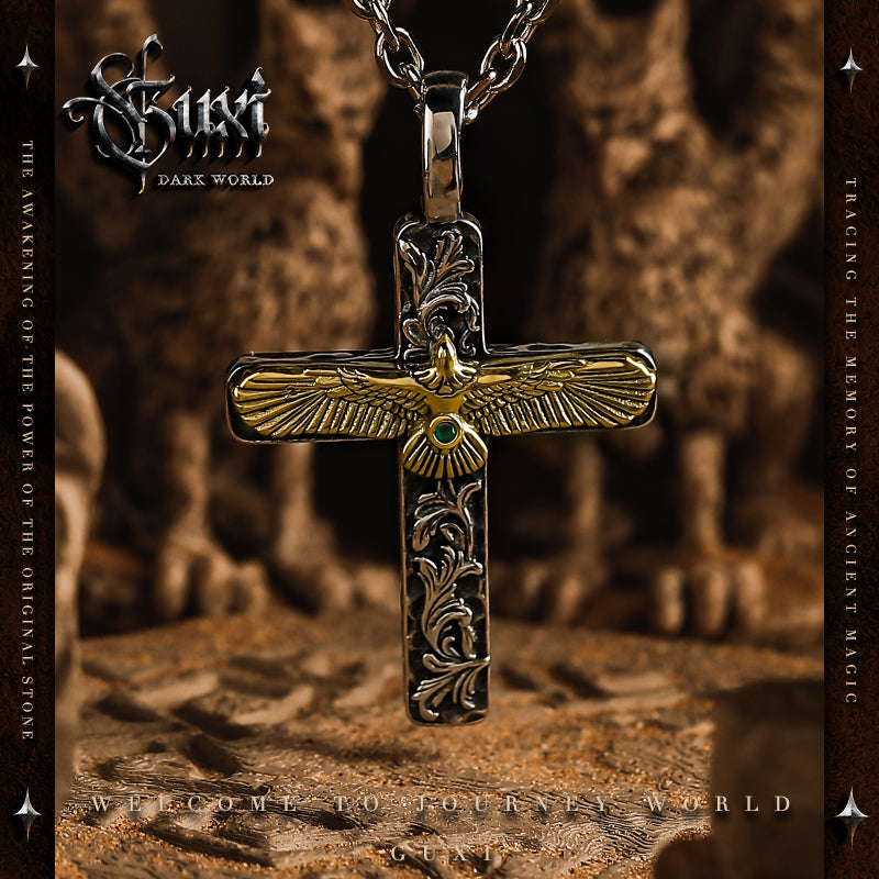 GUXI [Eagle] Retro Cross Pendant