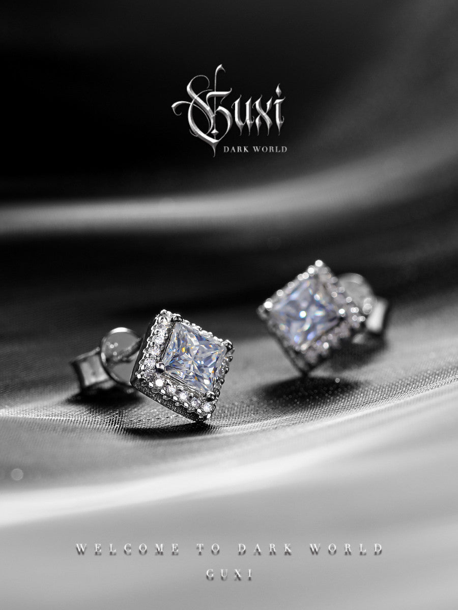 GUXI [Mans] 925 silver stud earrings D color moissanite diamond earrings