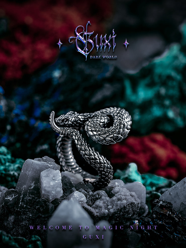 GUXI [Snake] Dark Retro 925 Silver Ring, a high-end gift for boyfriend’s birthday gift, niche ring