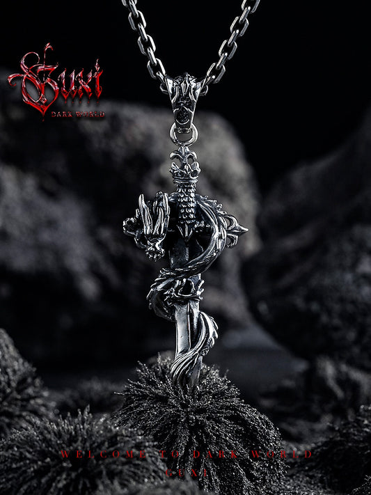 GUXI [Zhu Jiuyin] Coiling Dragon Cross Pendant 925 Silver Necklace with a high-end feel