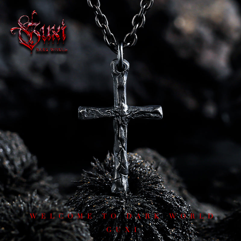 GUXI [Underworld] Dark 925 silver necklace, high-end cross pendant, personalized silver jewelry