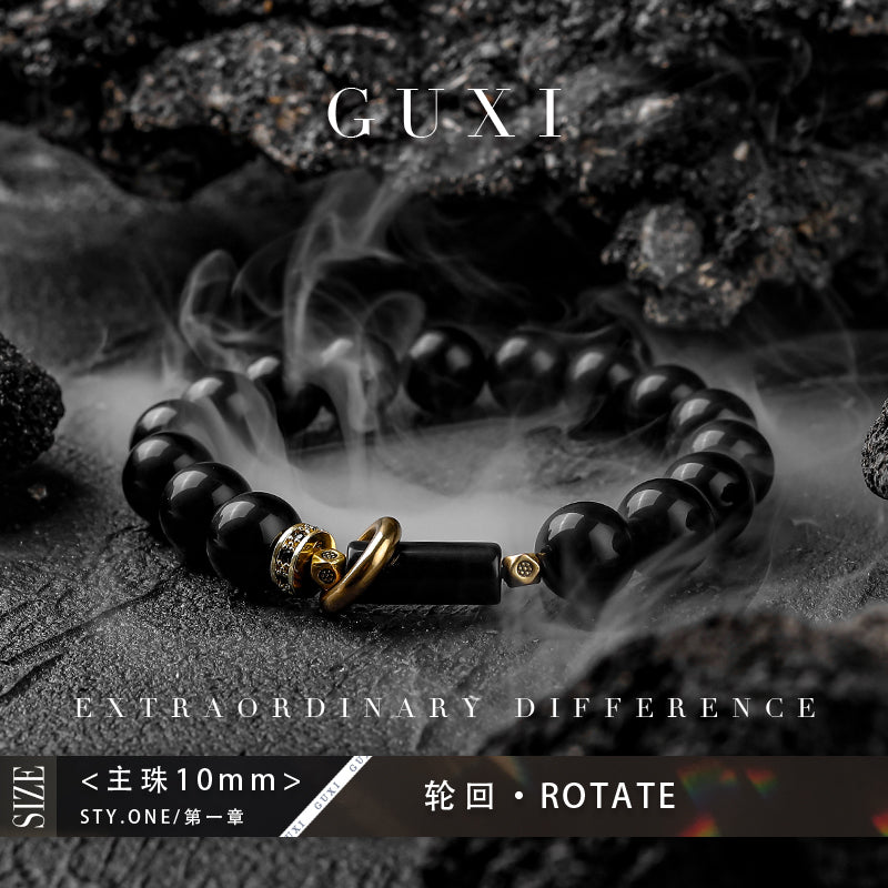 GUXI [Deep Space] niche design black agate bead bracelet, versatile high-end hand jewelry