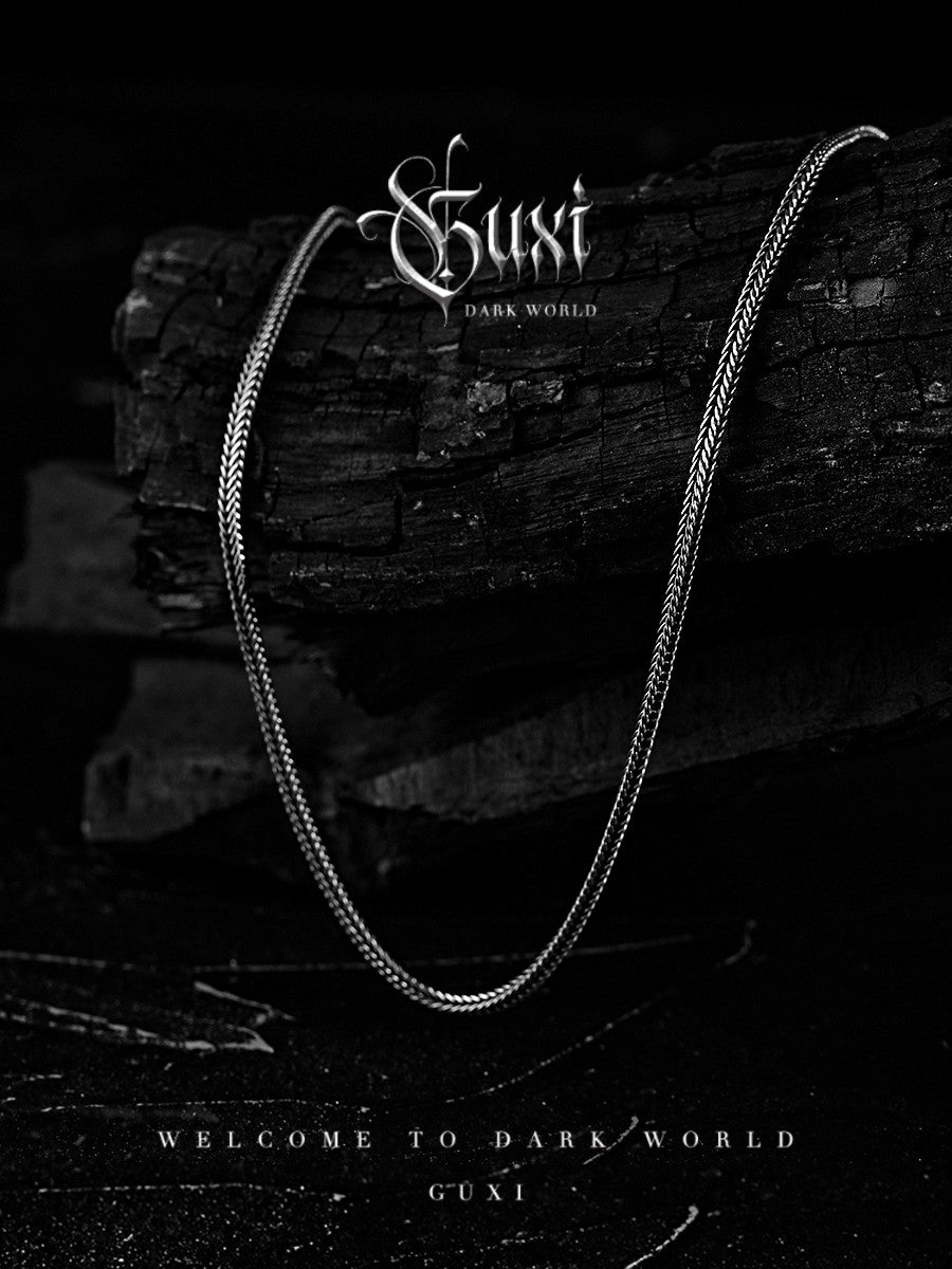 GUXI [Looking for] Dark Style Retro 925 Silver Foxtail Necklace High-Quality Element Chain Versatile Clavicle Chain