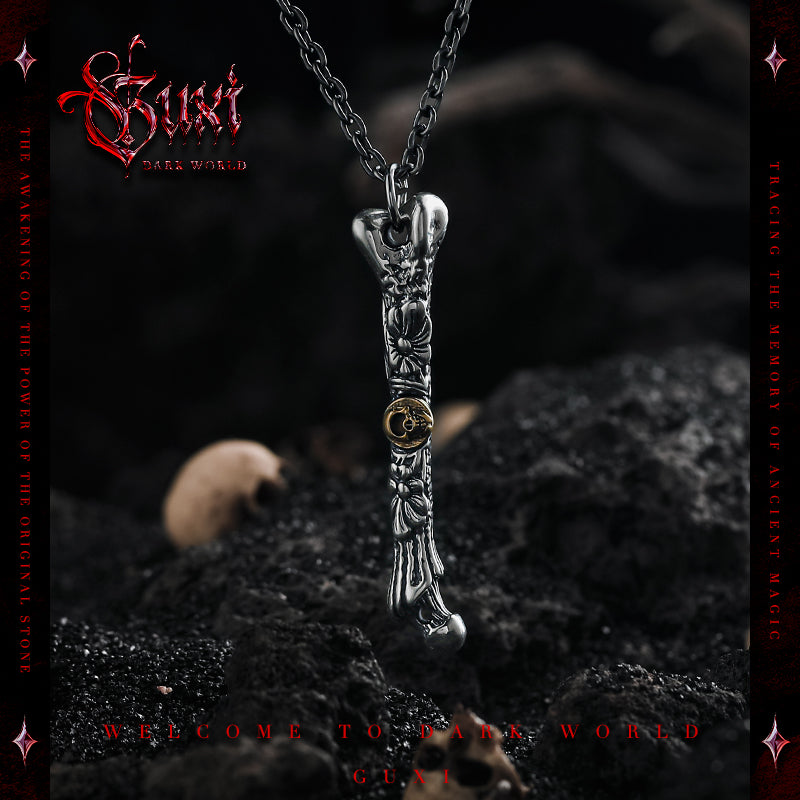 GUXI [Desolation] Retro 925 silver necklace high-end leg bone pendant skull