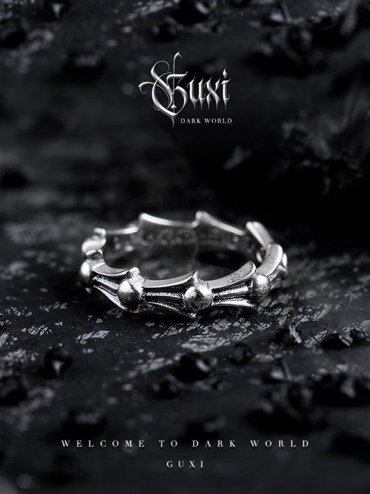 GUXI [Shadow Spin] niche cold style retro 925 silver ring, simple, personalized and versatile