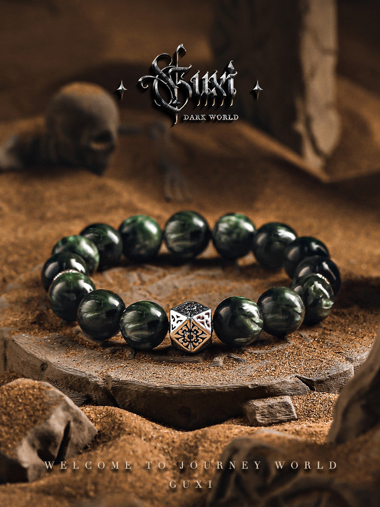 GUXI [Quietness] niche green dragon crystal bracelet, high-end retro hand beaded jewelry, light luxury