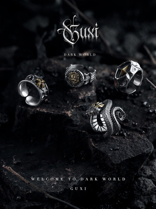 GUXI【Undercurrent】Dark style 925 silver ring niche design ring retro personalized high-end ring