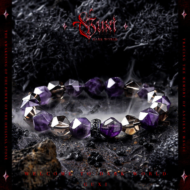 GUXI [Secret] Natural Amethyst Bracelet Retro Bead Bracelet