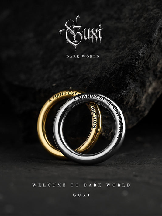 GUXI【Oath】Niche simple titanium steel ring, high-end ring, index finger ring, personalized