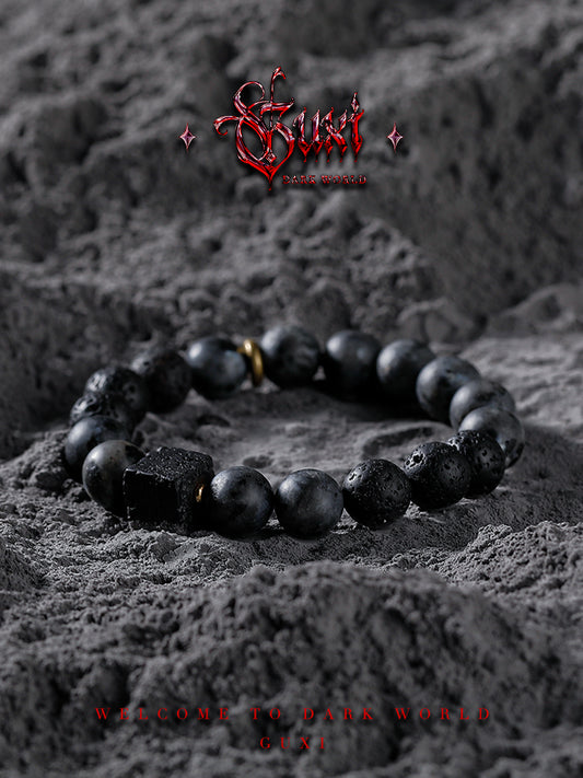 GUXI【Moondust】niche design black agate bracelet volcanic stone beads bracelet jewelry birthday gift