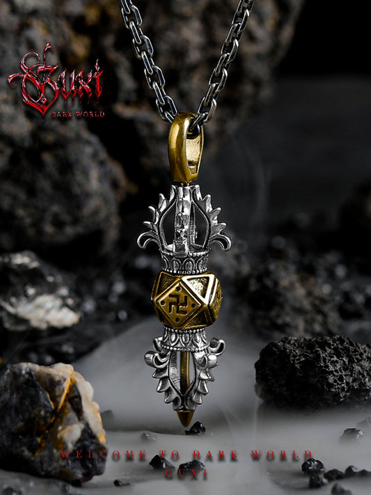 GUXI [Conquering Demons] 925 Silver Vajra Pendant High-end Necklace Retro