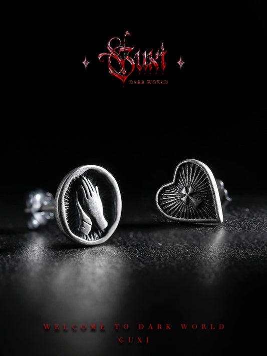 GUXI [Floating] Dark Style 925 Silver Stud Earrings High-end Retro Earrings