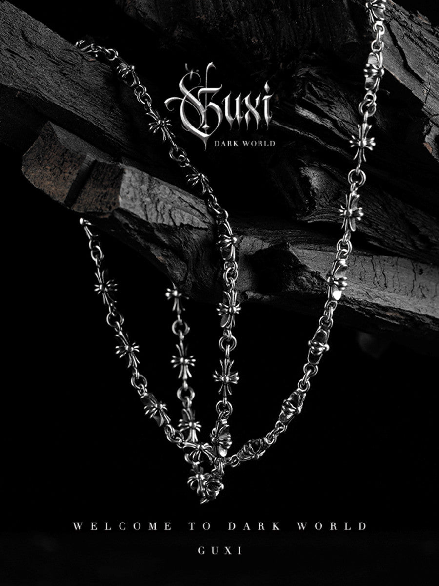 GUXI [Trial] 925 silver cross flower necklace, high-end, niche clavicle chain, light luxury chain