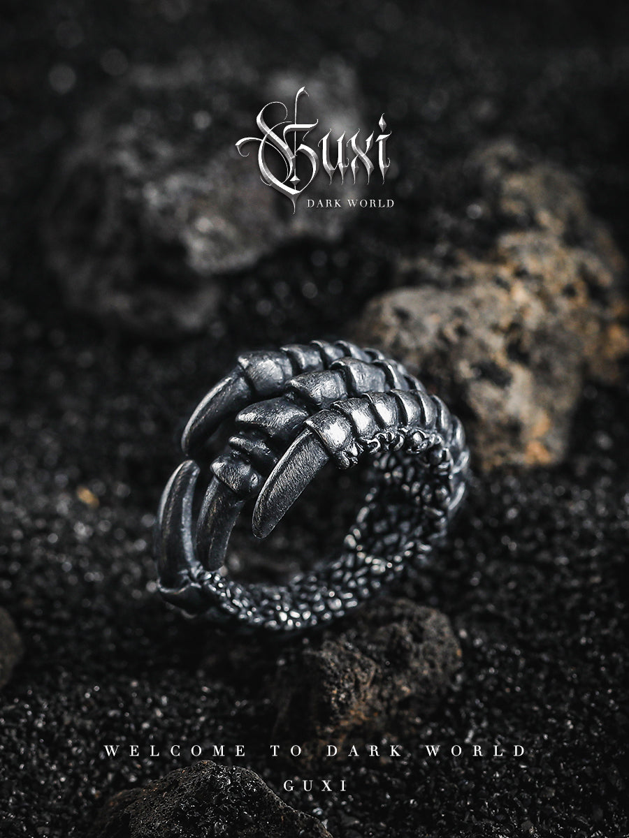 GUXI【Goshawk】Dark Style Personalized 925 Silver Ring High-grade Silver Jewelry as a Birthday Gift for Your Boyfriend