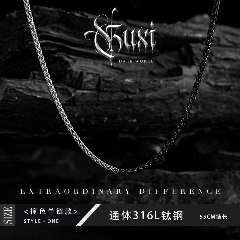 GUXI [Remember] Niche design retro cross pendant titanium steel necklace