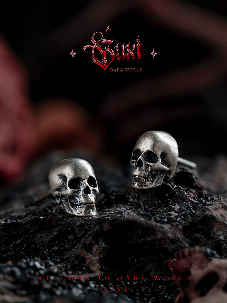 GUXI【Skeleton Knight】Dark Style Niche 925 Silver Stud Earrings