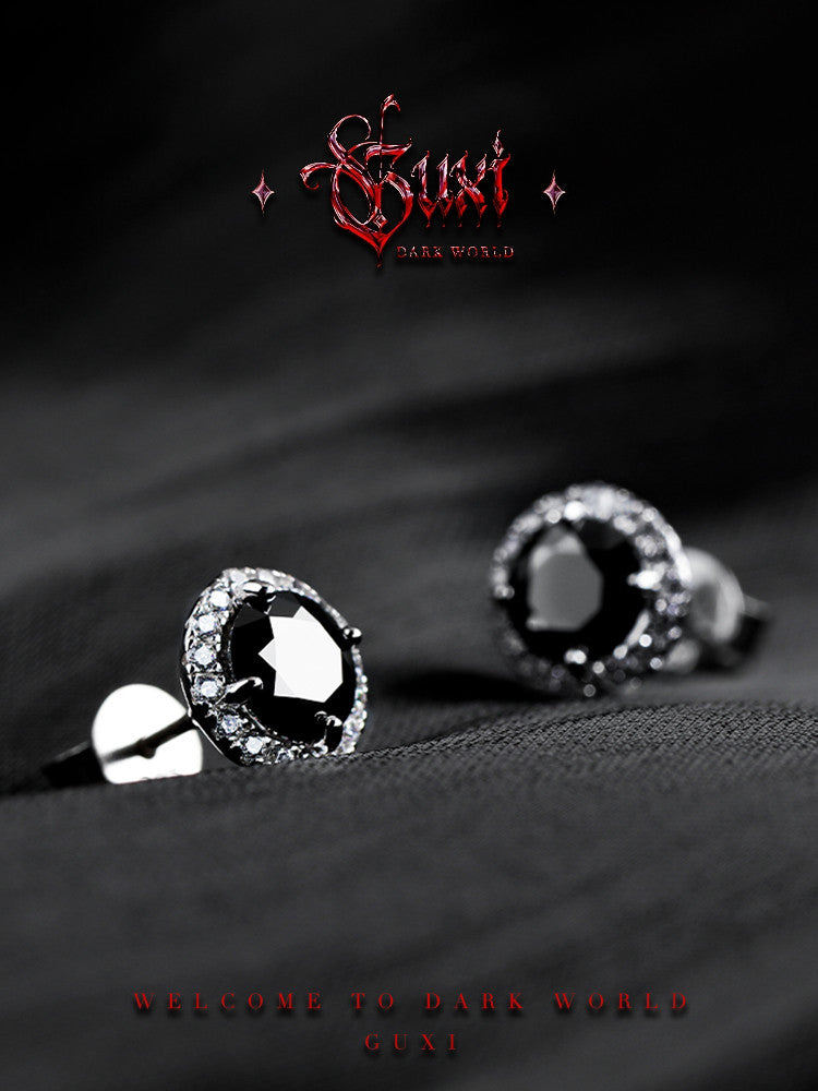 GUXI【Day】Original Black Moissanite Diamond Earrings 925 Silver Single Earrings