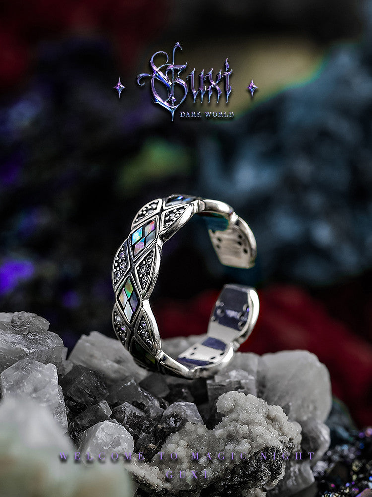 GUXI [Mengying] original niche design abalone 925 silver ring high-end index finger ring personality