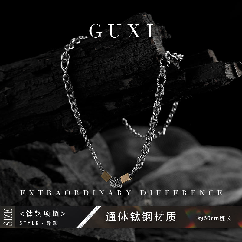 GUXI [Change] Original niche design titanium steel necklace, high-end, personalized, versatile and simple