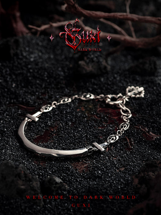 GUXI [Apocalyptic Contract] Dark style niche half bracelet bracelet high-end personality 925 silver jewelry retro