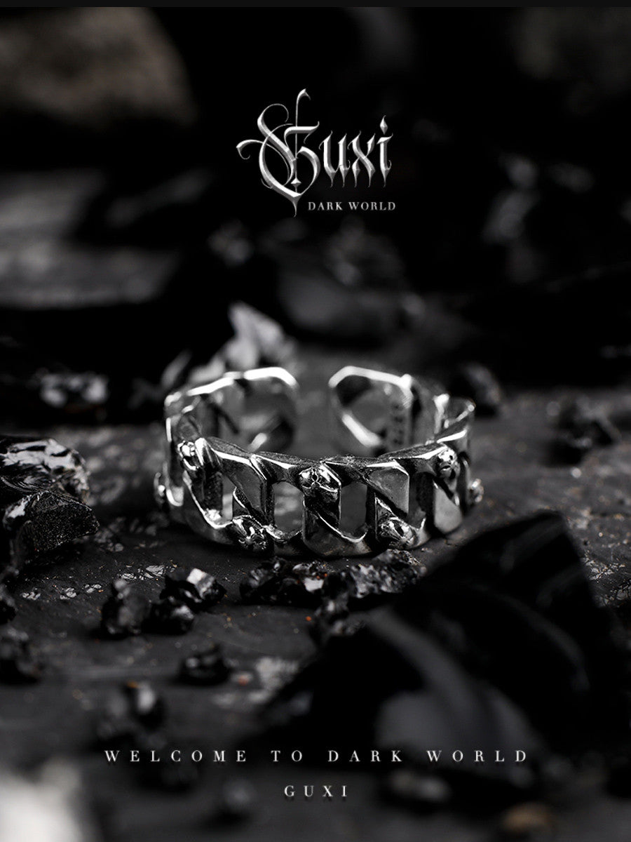 GUXI【Conquer】Handmade retro distressed 925 silver ring, simple opening, adjustable and high-end ring