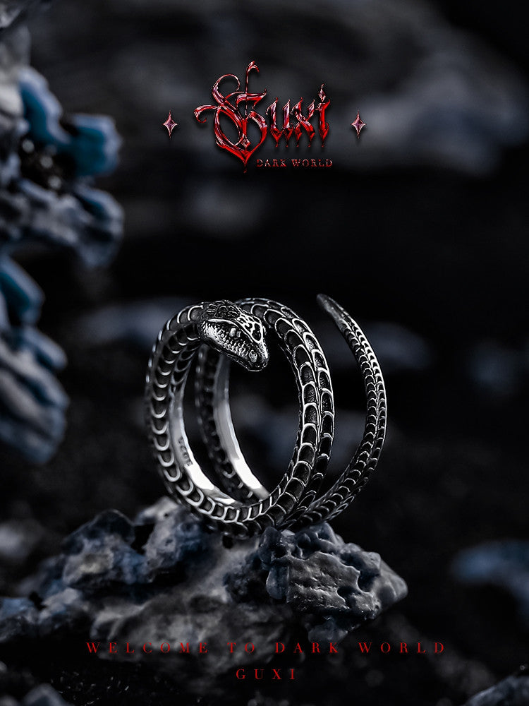 GUXI [Lost] Dark Wind 925 Silver Snake Ring High-end Personalized Index Finger Ring Opening Adjustable