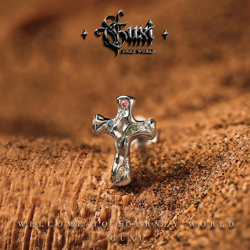 GUXI [Guangyao] niche silver cross earrings