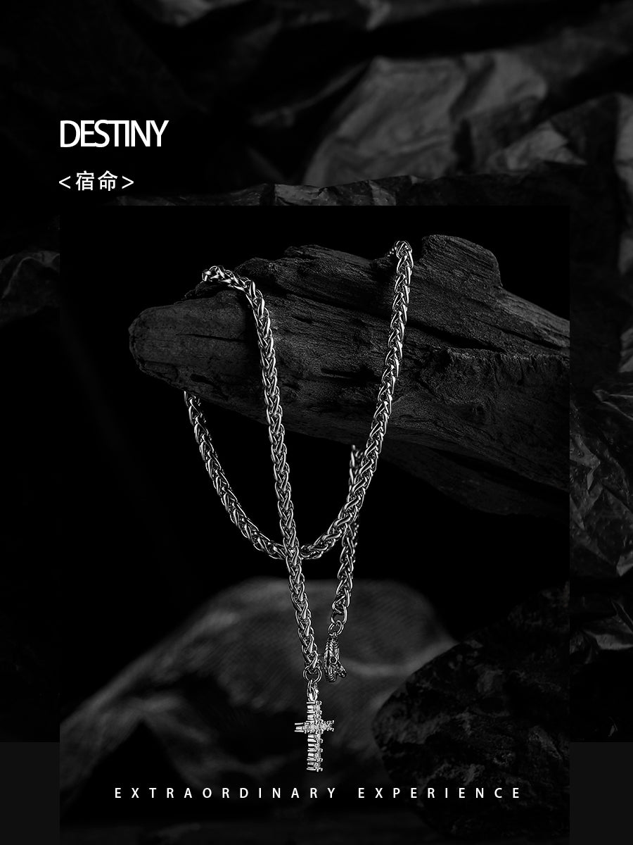 GUXI [Fate] Niche design titanium steel cross necklace, high-end, personalized and versatile