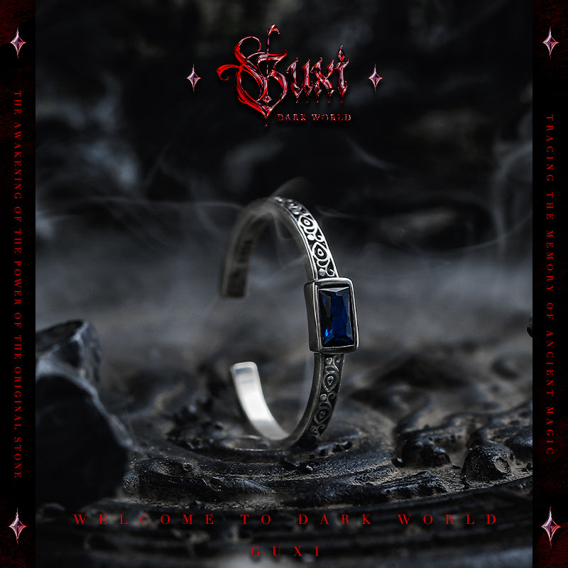 GUXI [Shadow Chaser] Dark style 925 silver ring, high-end niche, cold style, retro personalized open ring