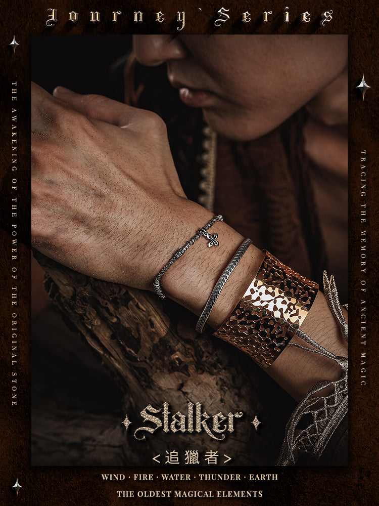 GUXI [Stalker] Niche Cross 925 Silver Bracelet Retro Broken Silver Bracelet Personalized Accessories Versatile