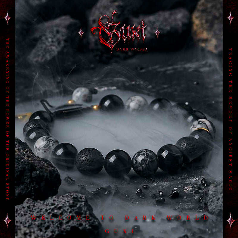 GUXI [Cold Night] Retro Obsidian Bracelet High-end Niche Crystal Bracelet Beads