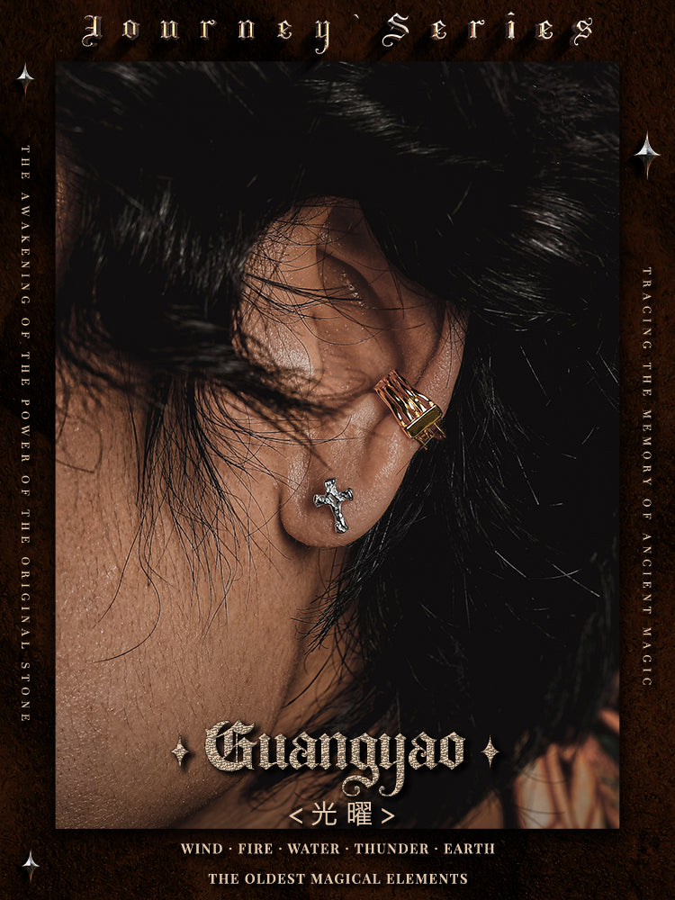 GUXI [Guangyao] niche silver cross earrings