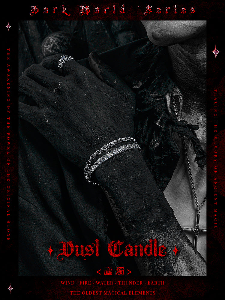 GUXI【dust candle】dark style 925 silver bracelet simple fashion punk silver jewelry