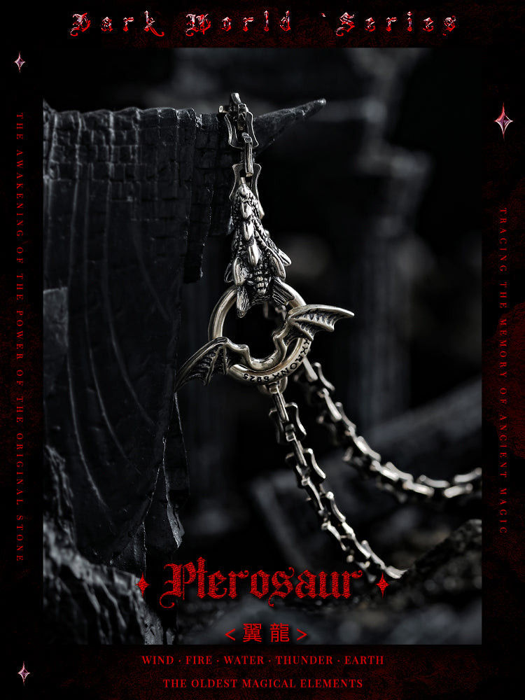 GUXI【Pterodactyl】Dark Retro 925 Silver Necklace High-end Trendy Brand Versatile Hip-Hop Niche Silver Jewelry