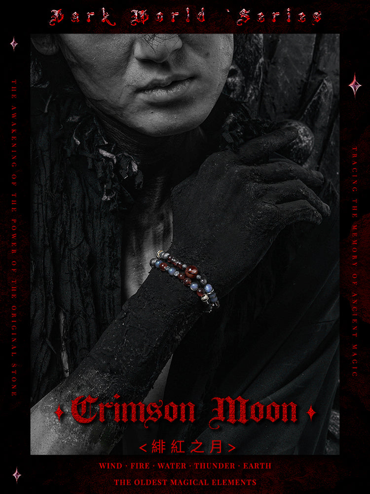 GUXI [Crimson Moon] niche gray moonstone bracelet red glue flower crystal bracelet beads multi-circle jewelry