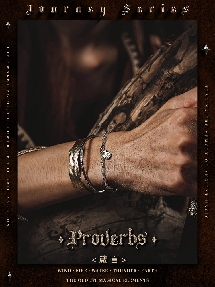 GUXI [Proverb] Niche broken silver hand men's high-end bracelet, retro personalized silver jewelry, versatile